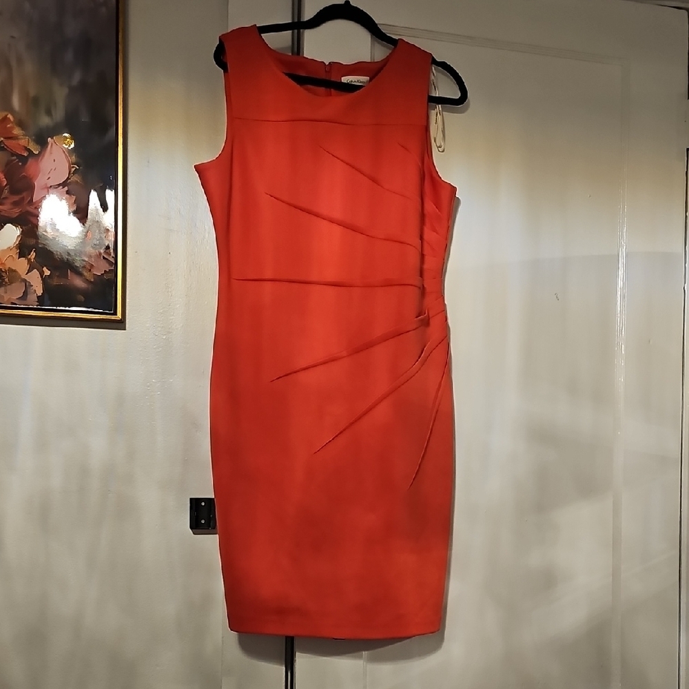 Calvin Klein Scarlet Sleeveless Midi Dress